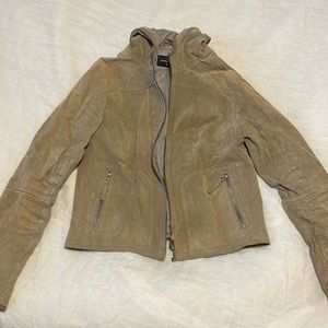 Grey Tan S Pig Skin Leather Jacket C&A